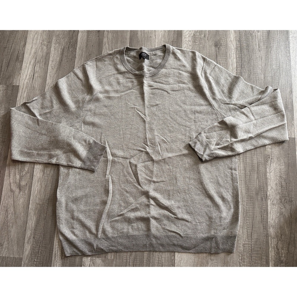 Nordstrom Sweater Mens Shop 2XL Gray Pullover Wool Blend‎ Long Sleeve Crew Neck